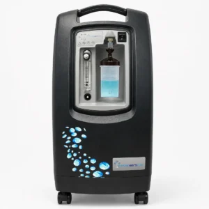 8 LPM O24U all-in-one rolling oxygen system in Slate Gray for two guests, front view
